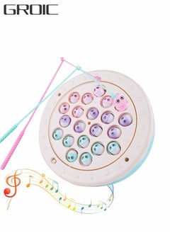 GROIC Fishing Game Toy Set Magnetic Toys with Rotating Board | Music On/Off Switch Includes 21 Fish and 2 Poles Safe Durable Gift for Toddlers Kids  - Image 1