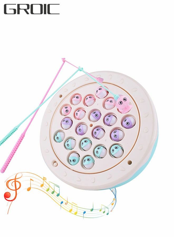 GROIC Fishing Game Toy Set Magnetic Toys with Rotating Board | Music On/Off Switch Includes 21 Fish and 2 Poles Safe Durable Gift for Toddlers Kids - Image 1
