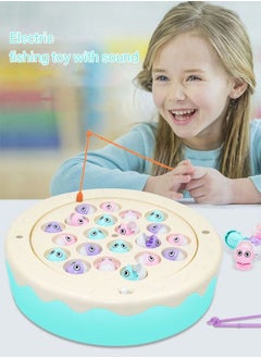 GROIC Fishing Game Toy Set Magnetic Toys with Rotating Board | Music On/Off Switch Includes 21 Fish and 2 Poles Safe Durable Gift for Toddlers Kids  - Image 4