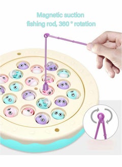 GROIC Fishing Game Toy Set Magnetic Toys with Rotating Board | Music On/Off Switch Includes 21 Fish and 2 Poles Safe Durable Gift for Toddlers Kids  - Image 3