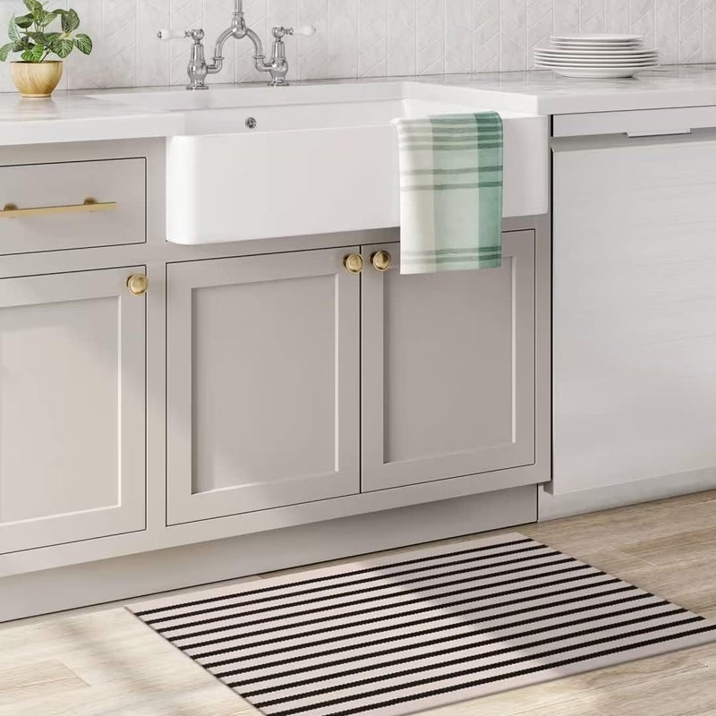 LEEVAN Washable Proch Rug Soft Entryway Rug 2.3'X3.6', Cotton Woven Bathroom Rugs Front Porch Decor Black and White Area Rug Outdoor Rug - Image 4