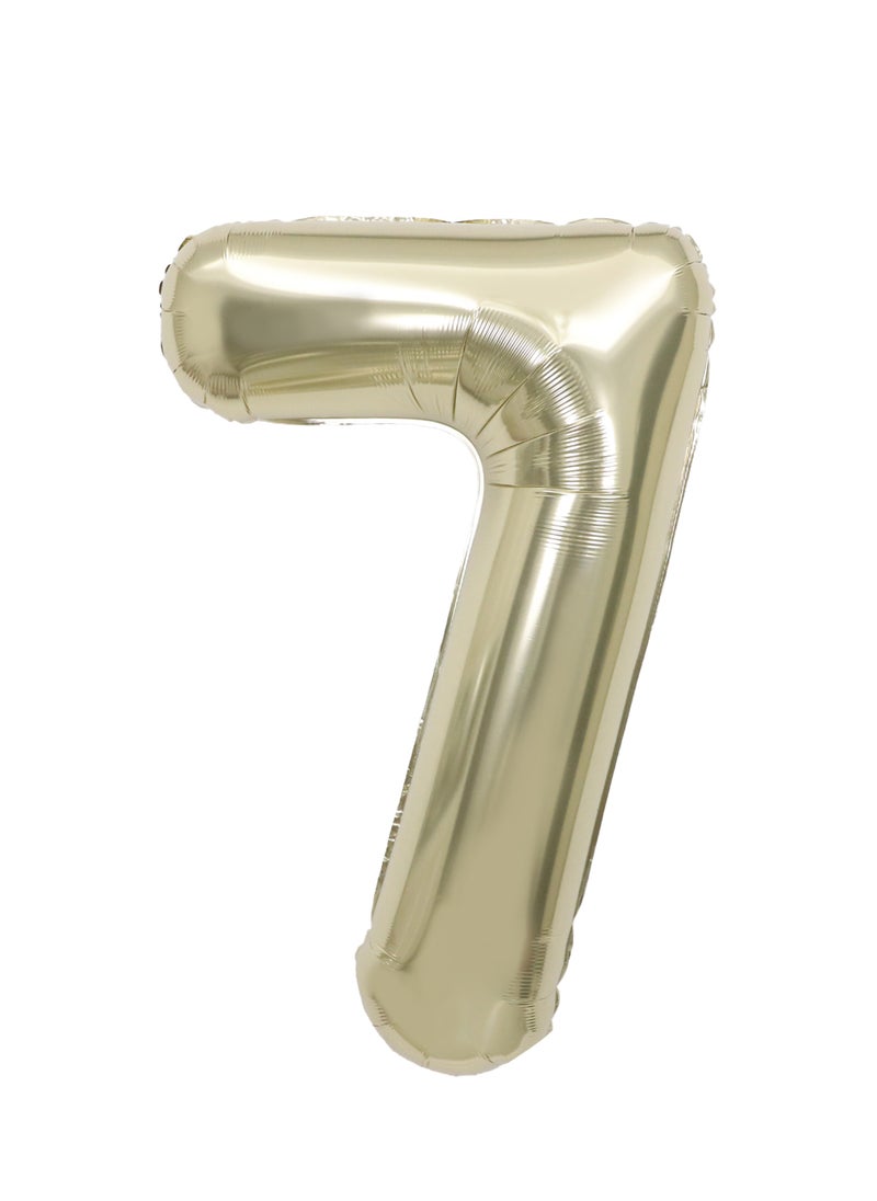 Party Zone White Gold Foil Balloon Number 7 33" 