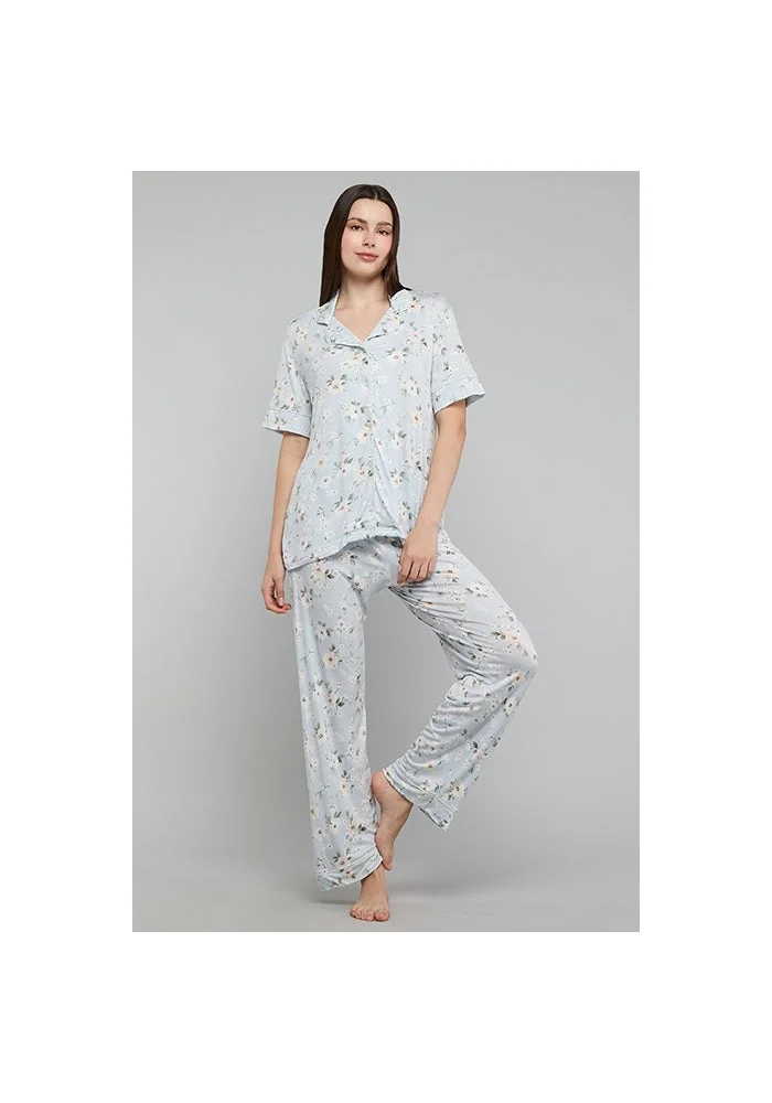 أر أند بي Printed Lapel Collar Pyjama Set