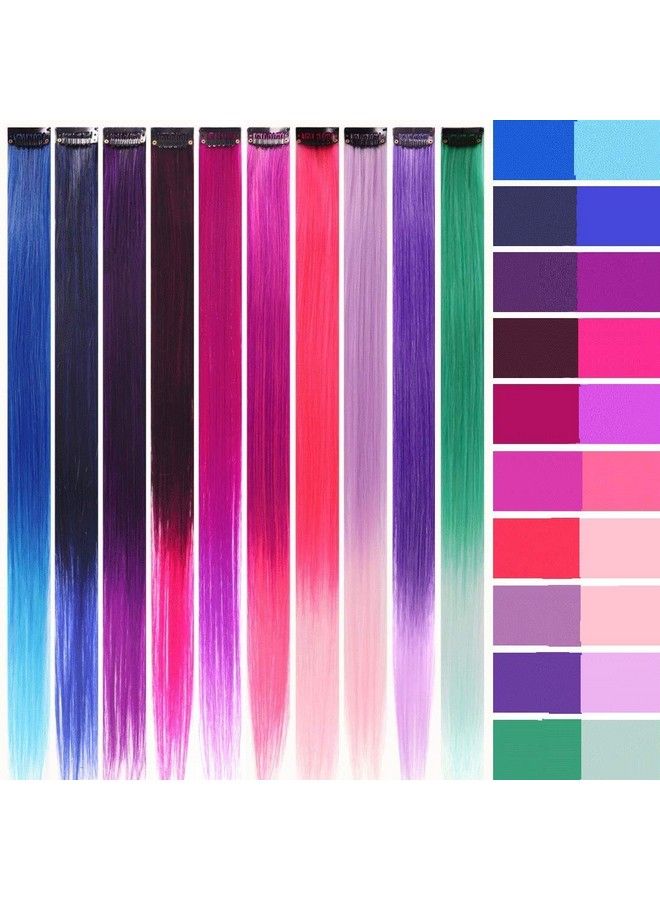 STAR WORK 10 Packs Colored Clip In Hair Extensions 22 - Image 2