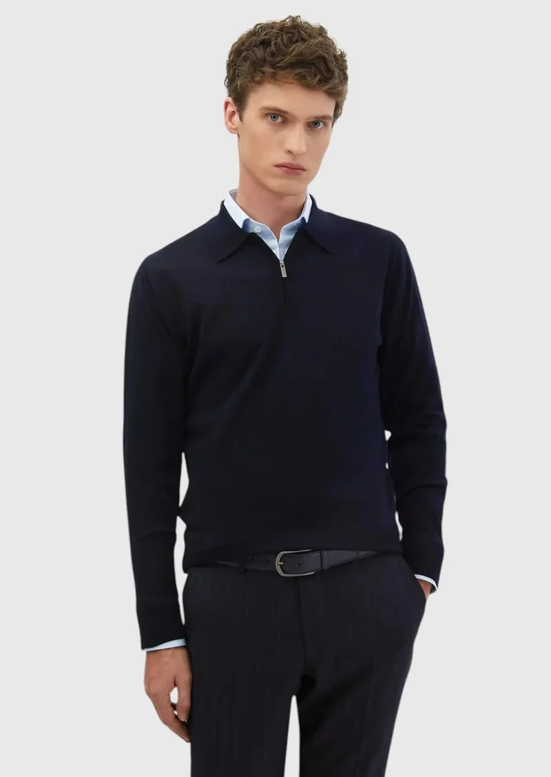 RAMSEY Navy Blue Knitwear Sweatshirt