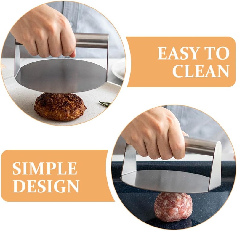 Homoyoyo 2pcs Stainless Steel Burger Press Set with Square Round Molds, Home Meat Patty Maker Tool for Grilling and BBQ Cooking, Sturdy Metal Patty Smasher for Burgers and Bacon - Image 3