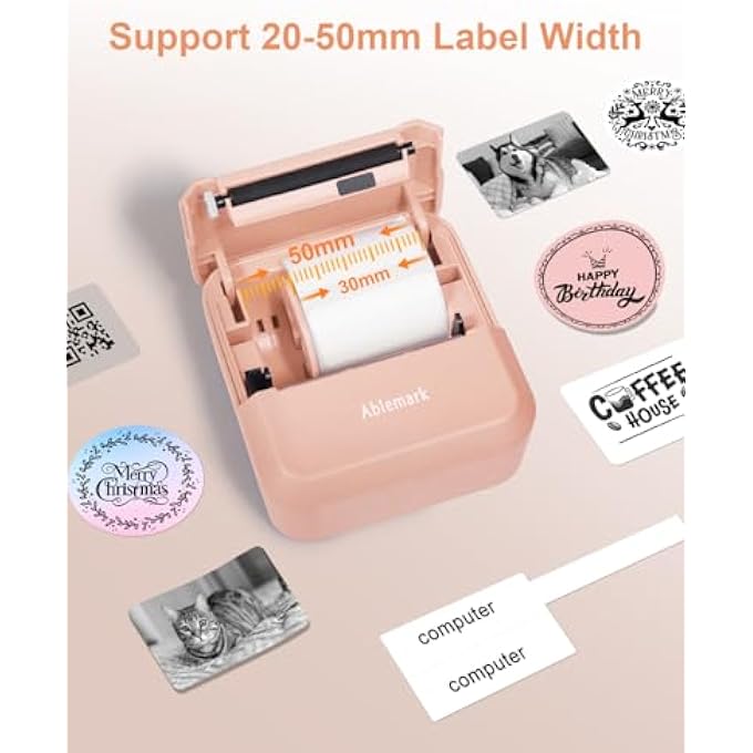 MINI STICKER PRINTER, MINI THERMAL LABEL PRINTER, SELF-ADHESIVE BLUETOOTH WITH 1 PAPER ROLL, STICKER PRINTER FOR PHONE, PORTABLE MINI PRINTER STUDY, PHOTOS, STUDY NOTES (12-50 MM) - Image 3