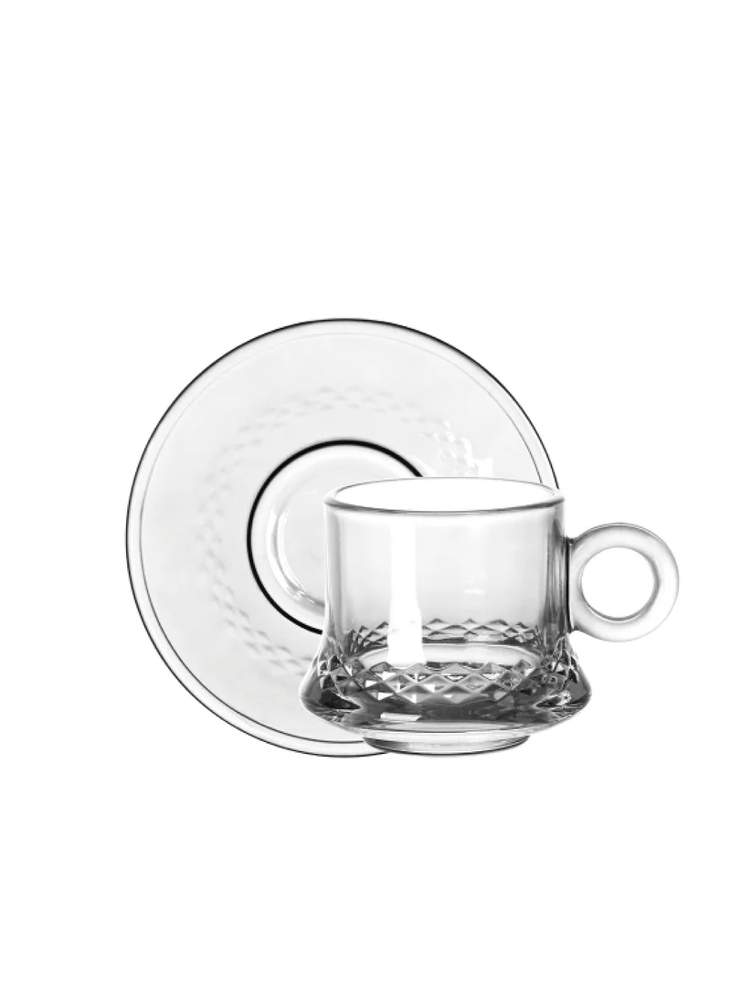 Cuisine Art Doyalex Glass by Cuisine Art Coffee Cup & Saucer Set - 80ml, 12-Pieces, Transparent (CS-038B)
