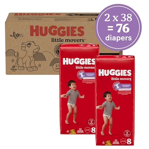 Huggies Size 8 Diapers, Little Movers Baby Diapers, Size 8 (46+ lbs), 76 Count (2 Packs of 38), Packaging May Vary - Image 2