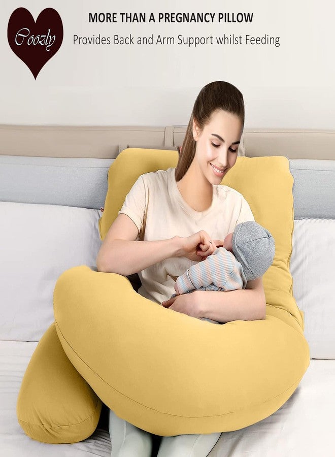 COOZLY G Shape Belly Back Pregnancy Pillow | G Shape Maternity Pillow with 100% Cotton Removable Covers | G Pregnancy Sleeping Pillow (Mustard) - Image 4