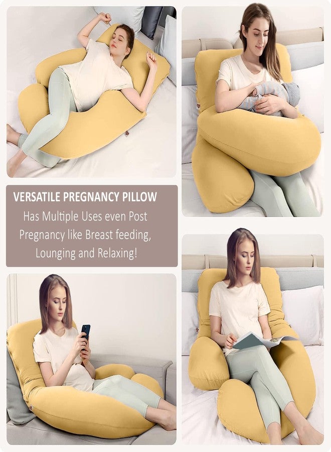 COOZLY G Shape Belly Back Pregnancy Pillow | G Shape Maternity Pillow with 100% Cotton Removable Covers | G Pregnancy Sleeping Pillow (Mustard) - Image 2