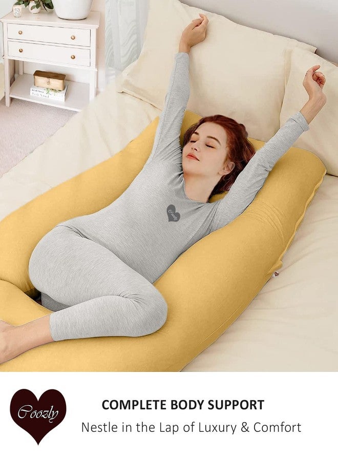 COOZLY G Shape Belly Back Pregnancy Pillow | G Shape Maternity Pillow with 100% Cotton Removable Covers | G Pregnancy Sleeping Pillow (Mustard) - Image 3