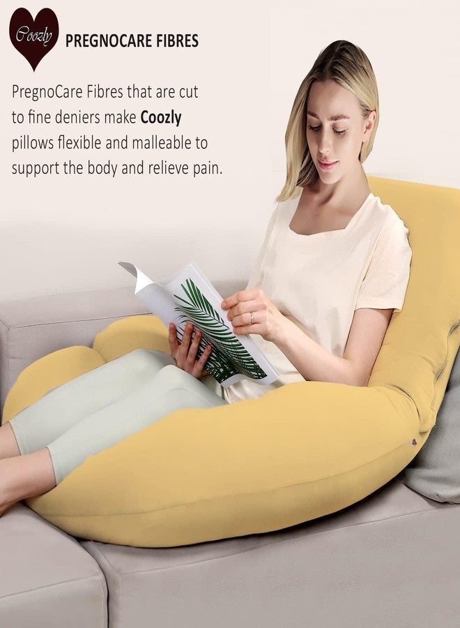 COOZLY G Shape Belly Back Pregnancy Pillow | G Shape Maternity Pillow with 100% Cotton Removable Covers | G Pregnancy Sleeping Pillow (Mustard) - Image 5
