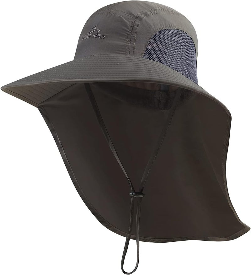 KOOLSOLY Outdoor Sun Hat for Men with 50+ UPF Protection Safari Cap Wide Brim Fishing Hat with Neck Flap, for Dad… - Image 1
