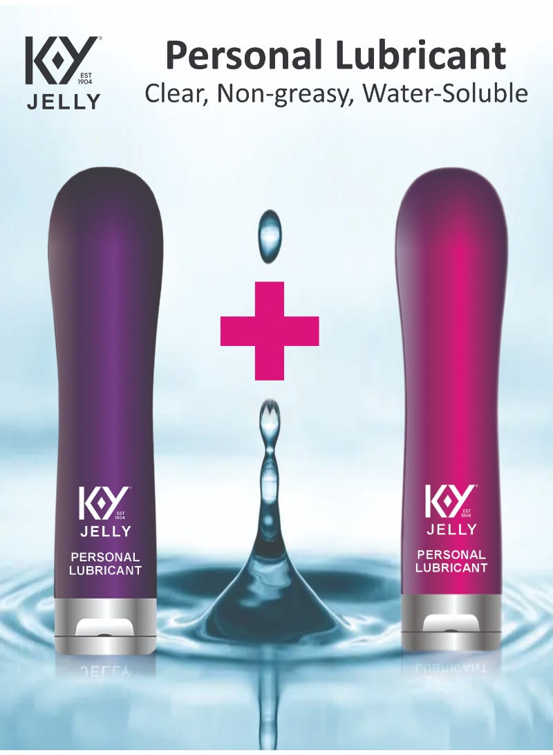 K-Y Jelly Smooth Glide Lubricant – Safe, Water-Based, Easy Clean, Non-Greasy Gel Purple Plus Red Combo Pack