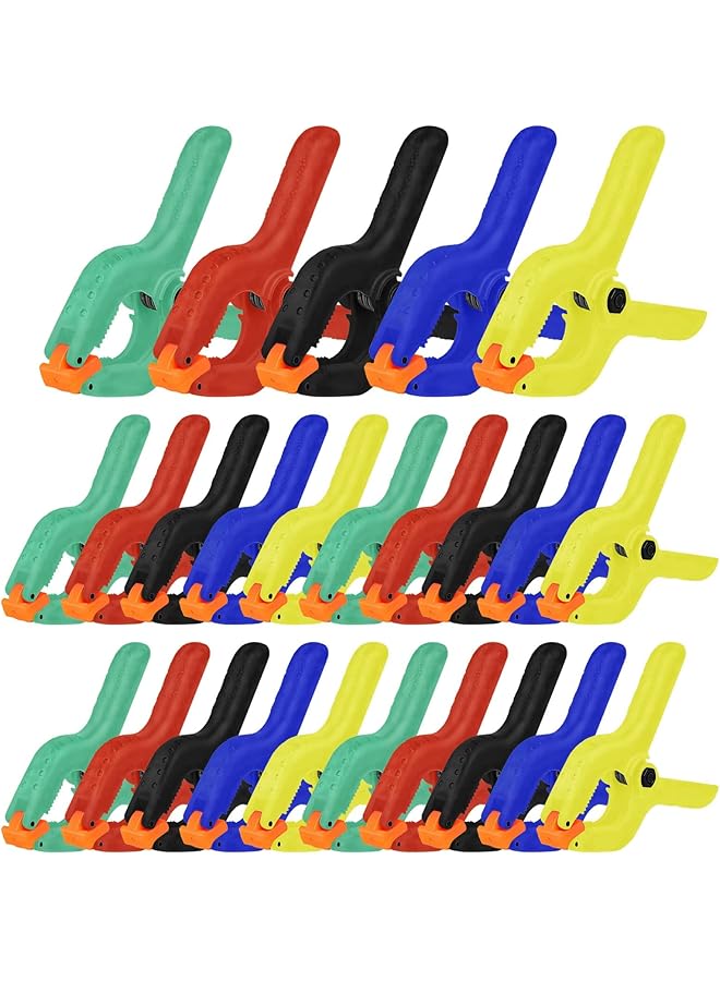 promass Spring Clamps, 25pcs Spring Clamps Mini Plastic Clips Shape A, Photographic Background Clips Fabric Clips Woodworking Accessory Fixing, 2 Inch, Multicolour - Image 1