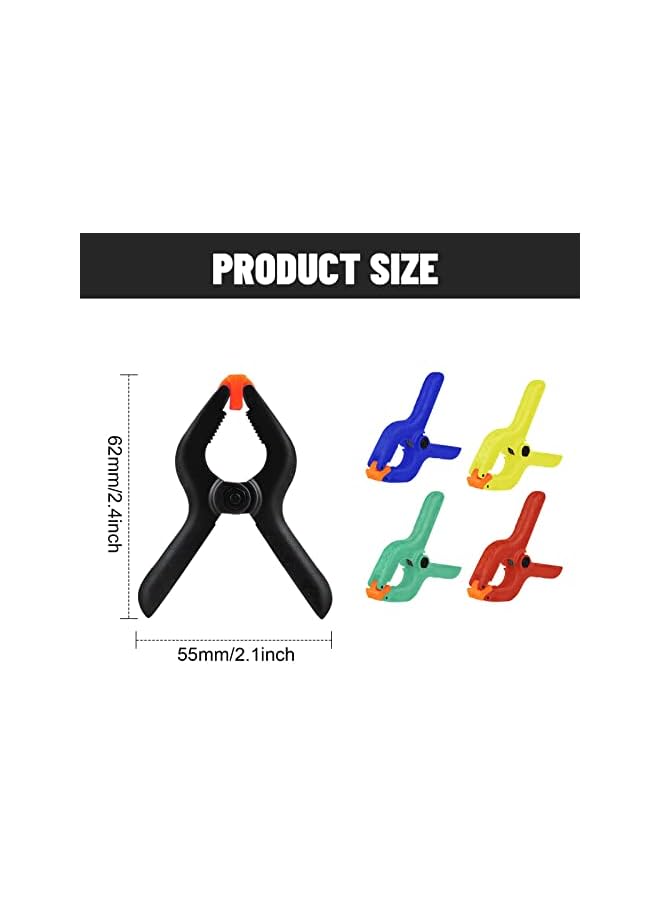 promass Spring Clamps, 25pcs Spring Clamps Mini Plastic Clips Shape A, Photographic Background Clips Fabric Clips Woodworking Accessory Fixing, 2 Inch, Multicolour - Image 2