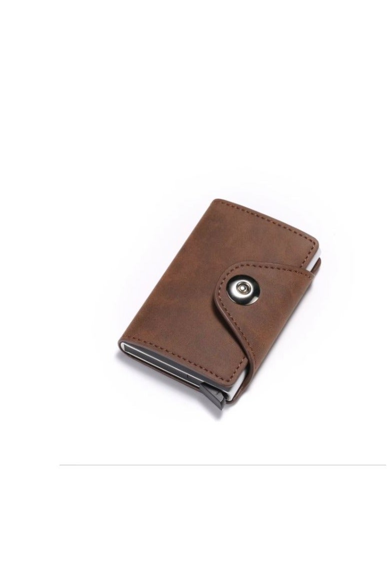 Men's Leather Wallet with Card Holder and Snap Closure - Brown-244  - Image 2