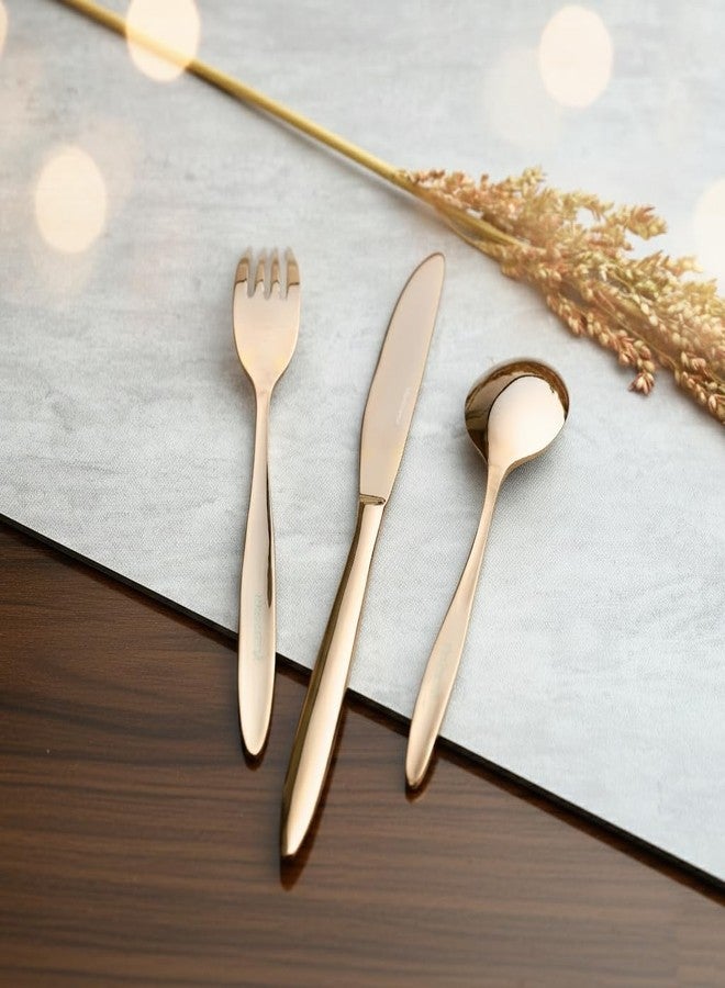 BlackCarrot 304 Grade Stainless Steel Rose Gold Cutlery Set of 3 - Image 2