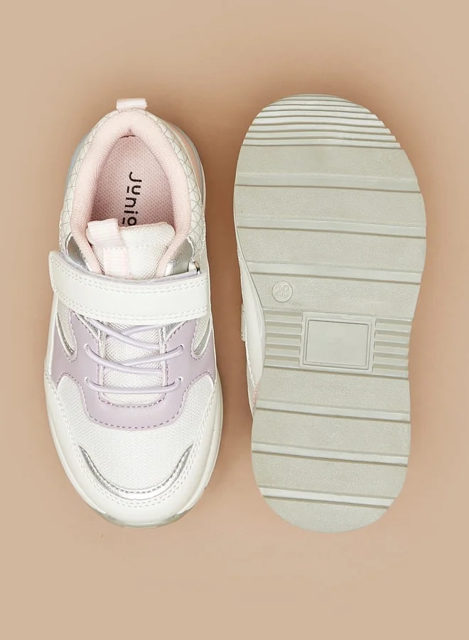 JUNIORS Girls Colourblock Sneakers With Hook And Loop Closure
