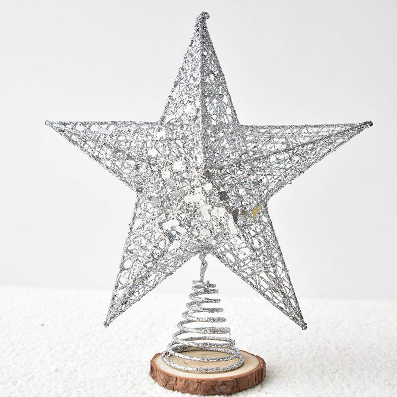 Acronde 10 Christmas Tree Topper Star Christmas Tree Decoration Indoor Party Home Decoration Silver