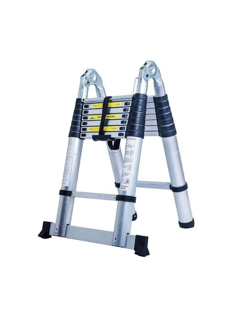 KNP KNP Telescopic Ladder Of Aluminum, Removable, Multi-Purpose, Retractable 4.4m lightweight, durable, and space-saving solution for various indoor and outdoor tasks.  - Image 1