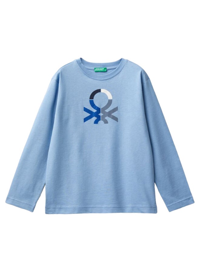 بينيتون تيشيرت أولاد مطبوع بأكمام طويلة - Image 1