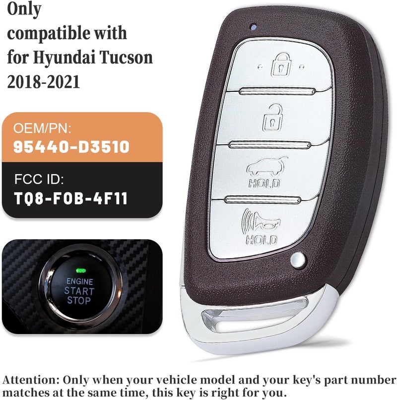 Keyecu Replacement Smart Remote Car Key Fob for Hyundai Tucson 2018-2021 TQ8-FOB-4F11 95440-D3510 434MHz 4Buttons - Image 3