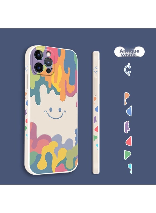 Zitai Liquid Silicone Case For Iphone 12 Pro Max, Protective Cover With Painted Creative Design, Shockproof Soft Shell , 6.7 Inch, White - Image 2