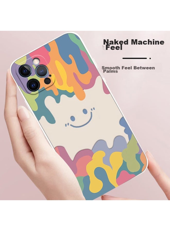 Zitai Liquid Silicone Case For Iphone 12 Pro Max, Protective Cover With Painted Creative Design, Shockproof Soft Shell , 6.7 Inch, White - Image 3