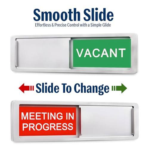 The AutoStory Vacant or Meeting in Progress Privacy Sign Door Hanger | Magnetic Slider Privacy Sign for Home Office, Restroom, Conference, & Hospital, Non-Scratch, 7'' x 2'' (1 Pack, Green & Red) Gift & Decorative Option - Image 2