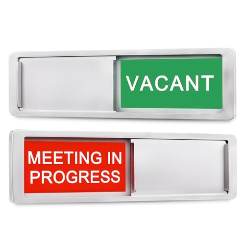The AutoStory Vacant or Meeting in Progress Privacy Sign Door Hanger | Magnetic Slider Privacy Sign for Home Office, Restroom, Conference, & Hospital, Non-Scratch, 7'' x 2'' (1 Pack, Green & Red) Gift & Decorative Option - Image 1