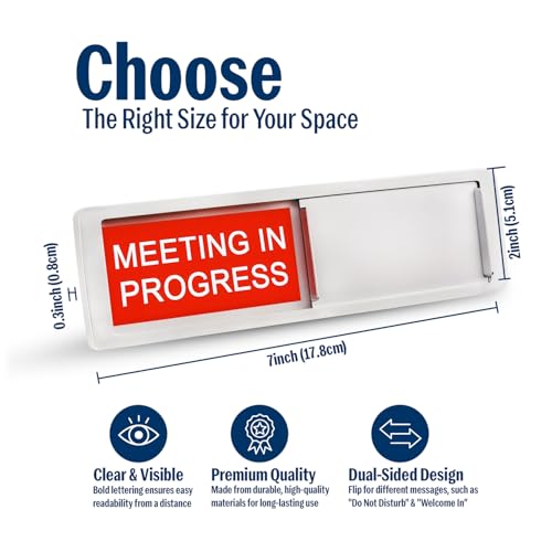 The AutoStory Vacant or Meeting in Progress Privacy Sign Door Hanger | Magnetic Slider Privacy Sign for Home Office, Restroom, Conference, & Hospital, Non-Scratch, 7'' x 2'' (1 Pack, Green & Red) Gift & Decorative Option - Image 4