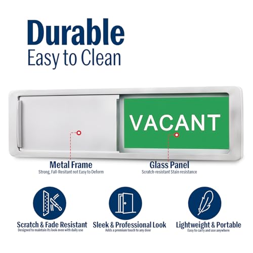 The AutoStory Vacant or Meeting in Progress Privacy Sign Door Hanger | Magnetic Slider Privacy Sign for Home Office, Restroom, Conference, & Hospital, Non-Scratch, 7'' x 2'' (1 Pack, Green & Red) Gift & Decorative Option - Image 5