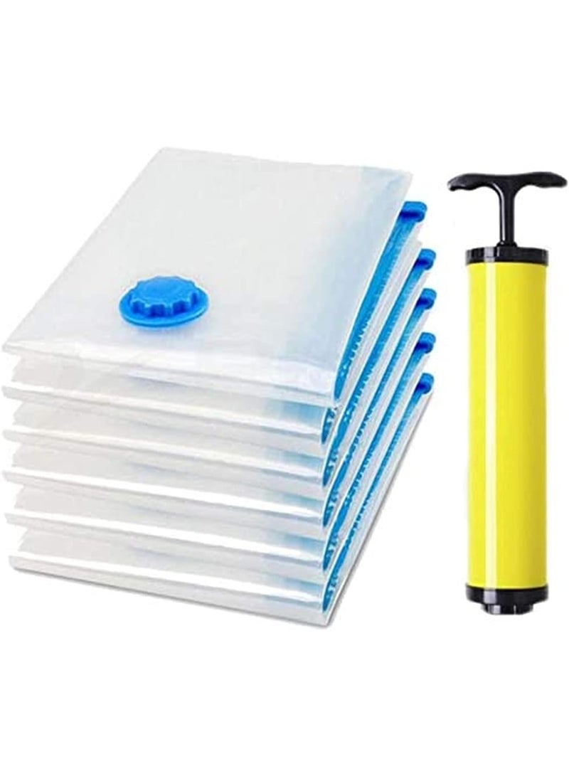 بلومنغ تايم أكياس تخزين مفرغة من الهواء مع مضخة يدوية، عبوة من 7 قطع، أكياس موفرة للمساحة للملابس والفراش - Image 1