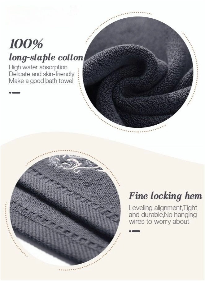 3PCS Cotton Bath Towel Set Fast Absorbent Skin-friendly and Soft Bath Towel*1PCS and 2PCS Towels for Bath and Spa Grey - Image 3