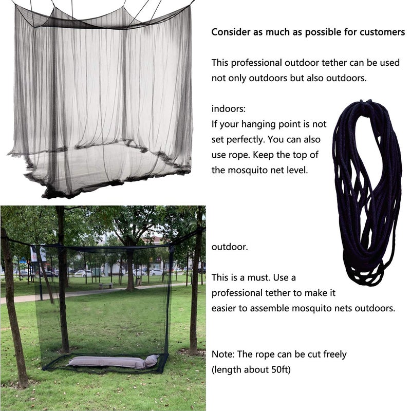 Comtelek Bed Canopy, Canopy Bed Curtains Bed Drapes for Full Queen King Size Bed Mosquito Net Bed Canopy Curtains for Patio Indoor Outdoor Gothic Room Decor Screen Netting Canopy Curtains Blcak - Image 4