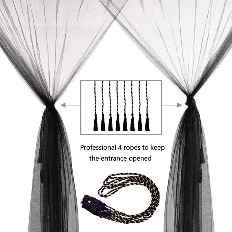 Comtelek Bed Canopy, Canopy Bed Curtains Bed Drapes for Full Queen King Size Bed Mosquito Net Bed Canopy Curtains for Patio Indoor Outdoor Gothic Room Decor Screen Netting Canopy Curtains Blcak - Image 5