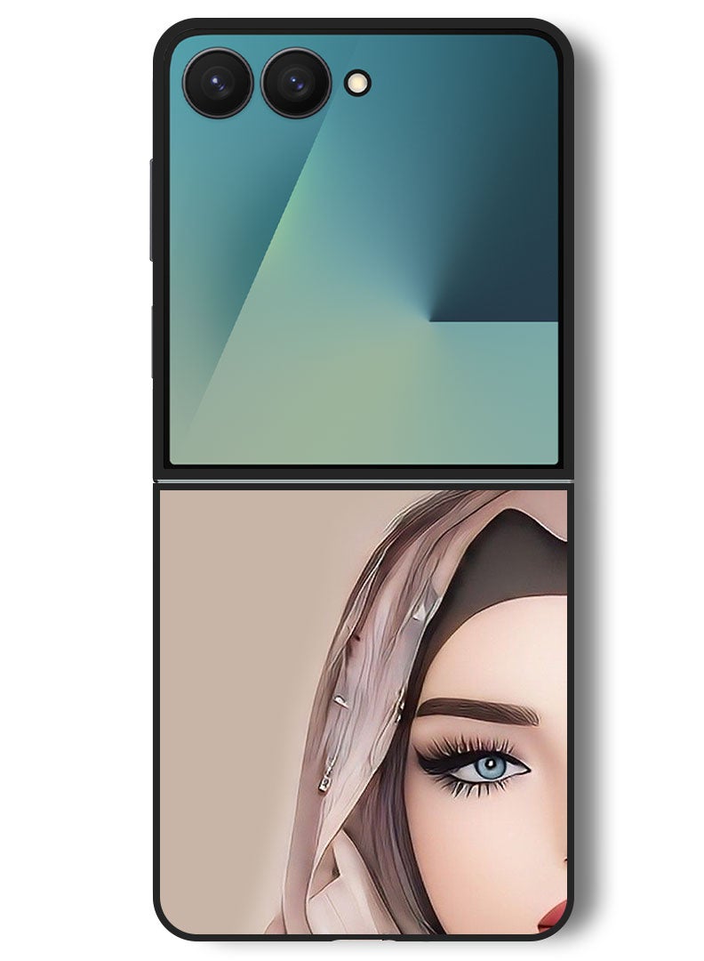 Theodor Case Compatible with Samsung Galaxy Z Flip 7 - 6.9 Inch Protection Shockproof Bumper Cover Girl Half Face - Image 1