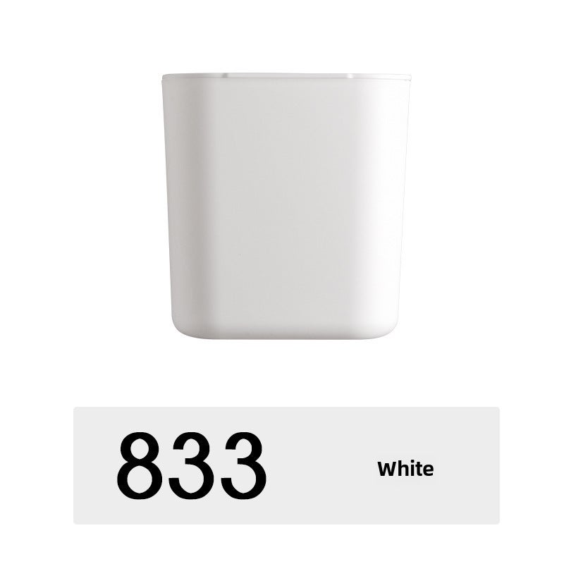 Desktop Trash Can Cute Small Flip Trash Can Desktop Mini Household Sundries Storage Bucket with Lid Simple(White) - Image 1