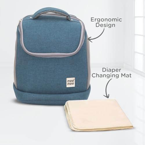 Mee Mee Nursing Diapers Bag |Adjustable Strap,Water&Stain Resistant BackPack |Spacious Bag With Multi Pockets for Keeping Milk Bottle With Diaper Changing Mat |All Baby Essentials In1 Bag (Blue) - Image 4