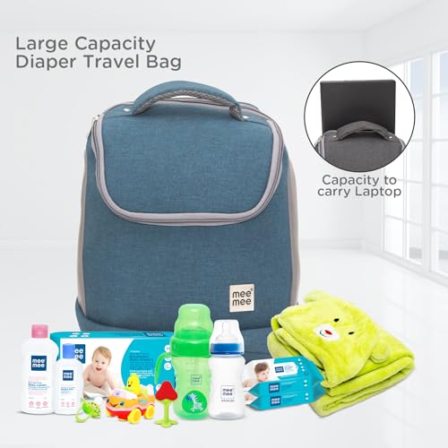 Mee Mee Nursing Diapers Bag |Adjustable Strap,Water&Stain Resistant BackPack |Spacious Bag With Multi Pockets for Keeping Milk Bottle With Diaper Changing Mat |All Baby Essentials In1 Bag (Blue) - Image 5