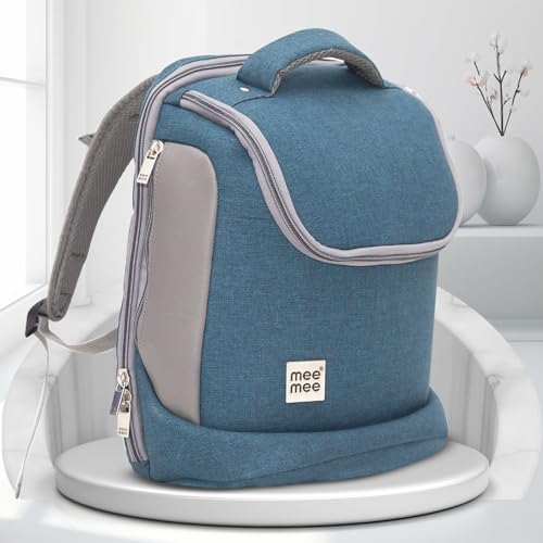 Mee Mee Nursing Diapers Bag |Adjustable Strap,Water&Stain Resistant BackPack |Spacious Bag With Multi Pockets for Keeping Milk Bottle With Diaper Changing Mat |All Baby Essentials In1 Bag (Blue) - Image 2