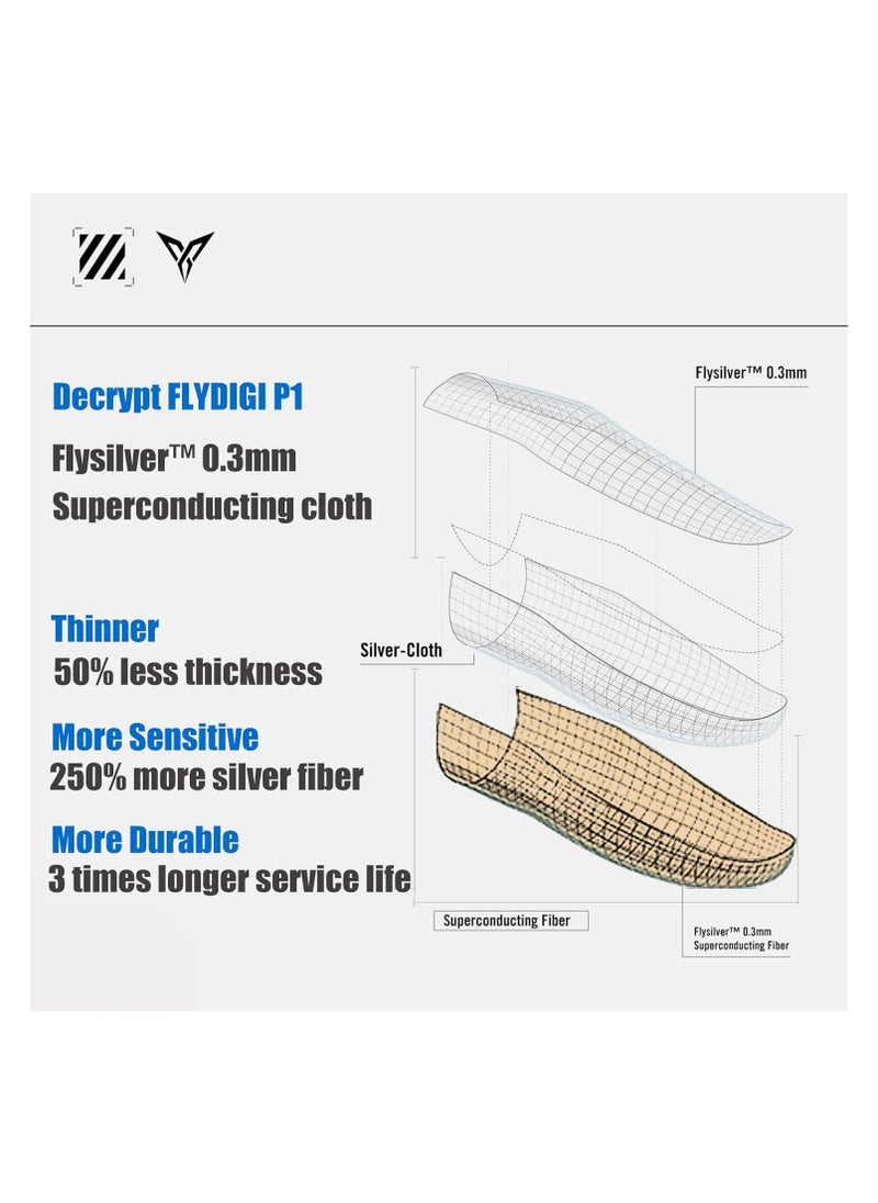 FlyDigi - P1 Silver-Cloth Mobile Gaming Finger Sleeve Extremely Thin Material, Zero Touch, Breathable, Extremely Sensitive - Image 1