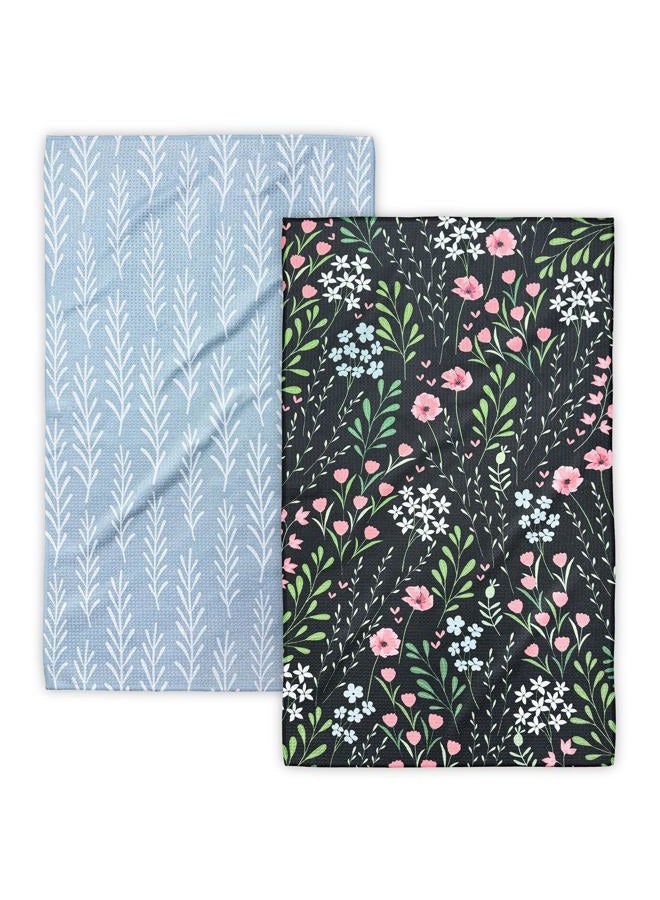Eulnars Kitchen Towels, Premium Dish Towels for Kitchen Drying, 18" x 30" Tea Towel, Quick Dry Microfiber Cloth, Flower Kitchen Decor, 2-Pack - Image 1