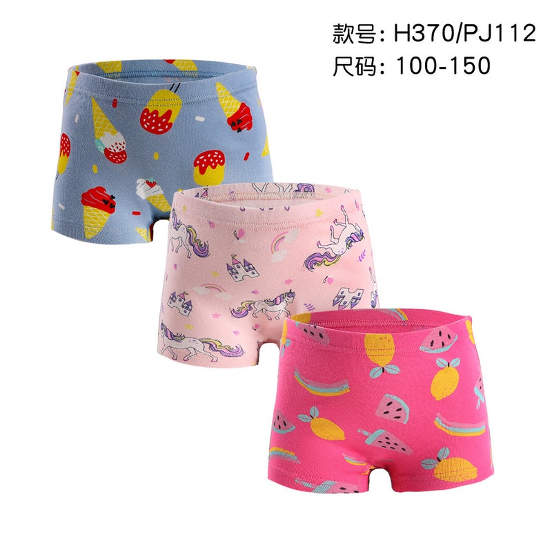 Girls 100% Cotton Cartoon Print Boyshorts