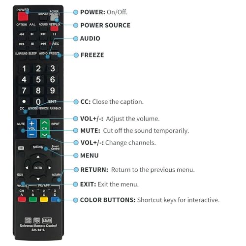 econtrolly New SH-13+L Replace Universal Remote Control fit for Almost All Sharp Brand LCD LED HD Smart TV GB004WJSA GB005WJSA GA890WJSA GB118WJSA GJ221-C GJ221 - Image 3
