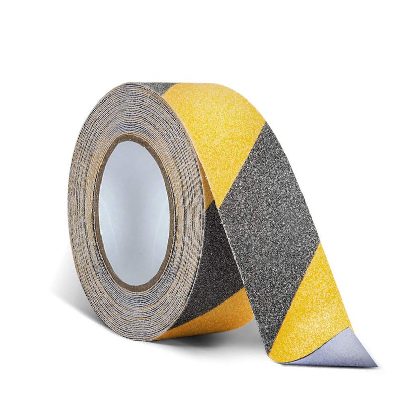 ONTWIE 2 Inch X 32.8ft Non Slip Safety Grip Tape for Stairs Steps Non Skid Tread High Traction Friction/Strong Grip Abrasive Adhesive Hazard Caution Tape- Black/Yellow - Image 1