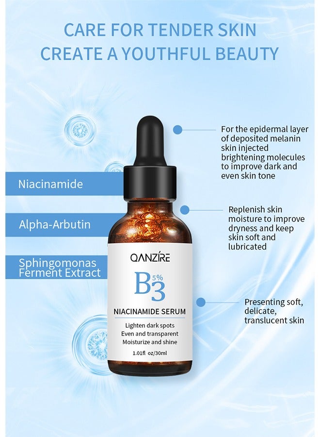 QANZIRE 5% B3 Niacinamide Serum- Niacinamide Face Serum for Women & Men, Skin Brightening Serum Face Care, Anti Aging Serum for Face, Dark Spot Remover Serum, Hydrating Serum, Even Skin Tone 30ml - Image 2