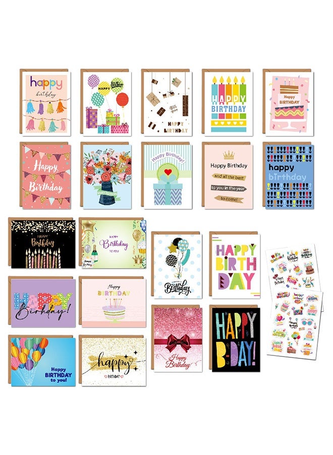 MXN Birthday Cards Assortment with Envelopes for Women, Men, Kids Adorned with Gold Glitter and Embossed Gold Foil - Image 1